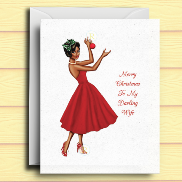 Black Woman D Christmas Card